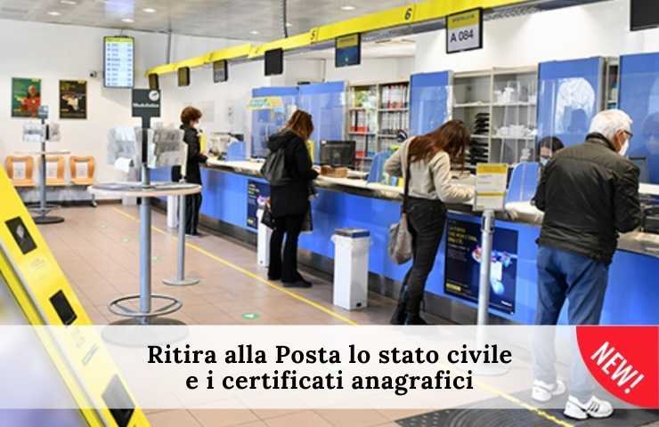 stato civile certificati anagrafici alla posta